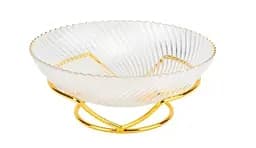 Салатник Elisey 9219-042 Золотая волна стеклянный на металлической подставке 30 см