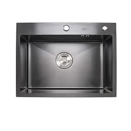 Кухонна мийка Platinum Handmade PVD 600x450x220 чорна (товщина 3,0/1,5 мм корзина та дозатор в комплекті), Чорний