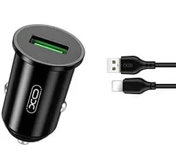 Автомобильное зарядное устройство XO TZ12 18W QC3.0 Car Charger with Lighting cable Черный