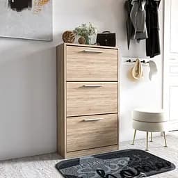 Полиця для взуття Flamecame підлогова на 3 шухляди з ДСП з ручками в стилі лофт II FST-21 Дуб сонома