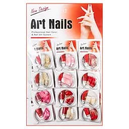 Нігті накладні кольорові з малюнком та камінчиками упаковка 12 шт. Art Nails №12