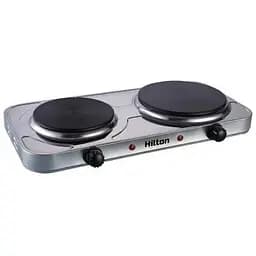 Електроплита Hilton HEC-200, сріблястий, 2000W, 2 комфоркі, поворотні перемикачі, захист від перегріву