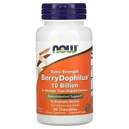 Пробіотики і пребіотики NOW BerryDophilus 10 Billion, 50 жувальних таблеток - Ягоди