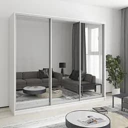 Шкаф-купе трехдверный MebelStar Уни AL 3 Зеркала 240x60x210 см Аляска белый (MBS-3110)