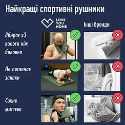 Дорожній спортивний рушник Love You з мікрофібри з чохлом 80х180 см Хакі (60159) - мініатюра 4