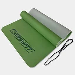 Коврик для йоги и фитнеса EasyFit TPE+TC 6 мм двухслойный зеленый-серый