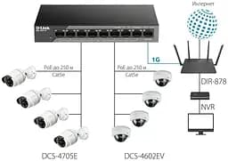 Комутатор D-Link DSS-100E-9P 8xFE PoE, 1xGE, 92W (DSS-100E-9P) - мініатюра 6