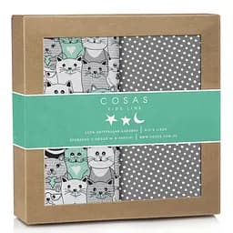 Пелюшки багаторазові Cosas дитячі Mint Cats 2 шт., 80х100 см, м'ятні