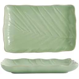 Блюдо Limited Edition Leaf Green Gold 24.5x17 см прямоугольное (B010791)