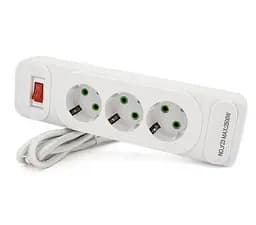 Сетевой фильтр удлинитель Voltronic F-23, 3 розетки EU, 2 м, 3х0,75мм, 2500W, White - мініатюра 1