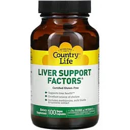 Натуральная добавка Country Life Liver Support Factors поддержания печени 100 капсул