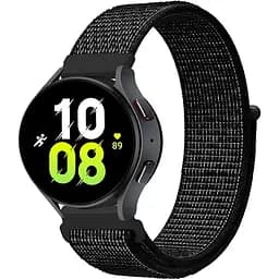 Ремінець нейлоновий на липучці BeWatch для Samsung Galaxy Watch 4/5/6 Чорний з білим (1011321.4UW)