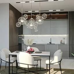 Підвіс-молекула в латунному корпусі Ø 20 см + 4 кульки | Арт. AA 397-200+4 AB+CL | Line F