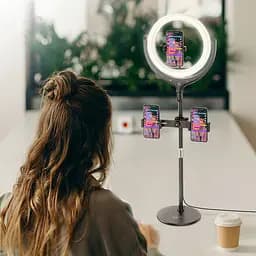 Тримач із кільцевим освітленням Hoco LV01 Rouge desktop fill light live broadcast stand - мініатюра 9