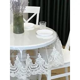 Силіконова скатертина з молочним мереживом Арка Elit 170х150 см