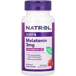 Натуральна добавка Natrol Melatonin 3mg Fast Dissolve Полуниця 90 таблеток