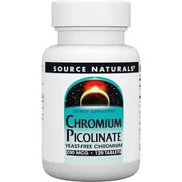Хром піколінат Source Naturals Chromium Picolinate 200 мкг Yeast Free 120 таблеток