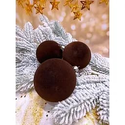 Набір ялинкових куль Оксамит 80 мм 6 шт Коричневий