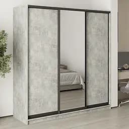 Шкаф-купе трехдверный MebelStar Стандарт BG 2ДСП/Зеркало 200x60x210 см Бетон (MBS-8384)