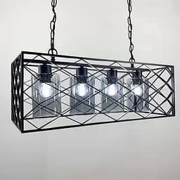 Підвісна люстра на 4 лампи в стилі Loft Line.F Колір плафона Янтарний