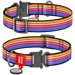 Нашийник для собак Waudog Nylon нейлоновий c QR паспортом, малюнок Лінія 1, металева пряжка-фастекс, XL, Ш 25 мм, Дов 35-58 см