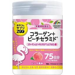 Жувальні таблеткии Unimat Riken Zoo з колагеном та керамідами зі смаком персику 150 шт.