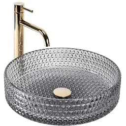 Умывальник Rea Cristal 39 grey накладной REA-U8880, Прозрачный