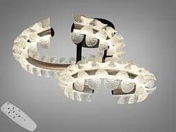 Сучасна стельова LED люстра для спальні Diasha 2511/500+400CG золото 80W з пультом 14 м2