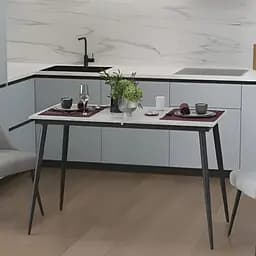 Стол кухонный раскладной Данди на конусных ногах Ferrum-decor 75x120(160)x70 Черный металл ДСП Бетон 16 мм (FRD-106777)