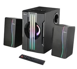 Колонки 2.1 Kisonli TM-9100A, для ПК та ноутбука, живлення 220V + jack 3.5mm, 5W+2x3W, 20Hz-20KHz, з сабвуфером, bluetooth, Black