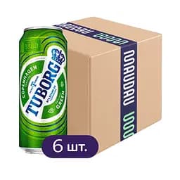 Упаковка пива Tuborg Green светлое 4.6% ж/б 3 л (6 шт. х 0.5 л)