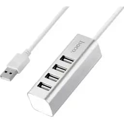 Концентратор Hoco USB 2.0 to 4xUSB Line machine HB1 Silver (6957531038146)