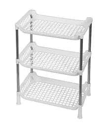 Этажерка пластиковая 3 яруса белая 27.5 х 17 х 39 см
