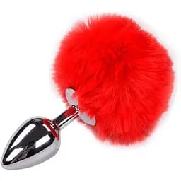 Металлическая анальная пробка Alive Fluffy Кроличий хвостик Plug M