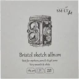 Альбом для эскизов SM-LT Art Authentic (Bristol) Layflat 14.8х14.8см 185г/м2 32л белая и гладкая бумага