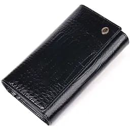 Лаковий жіночий гаманець з візитницею ST Leather 19403 чорний