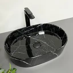 Умивальник VBI Verona 50 black marmo накладний VBI-011314, Чорний - мініатюра 3