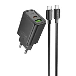 МЗП Hoco N63 Gentle PD30W+QC3.0 (1USB-A/1C) + кабель Type-C to Type-C Black