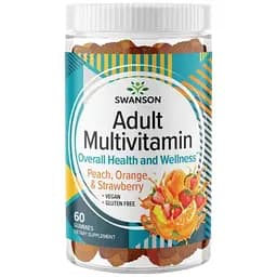 Витаминно-минеральный комплекс Swanson Adult Multivitamin Peach, Orange, Strawberry 60 жевательных конфет