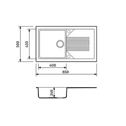 Кухонна мийка Adamant Novak 850x500x240 антрацит 557223, Антрацит - мініатюра 2