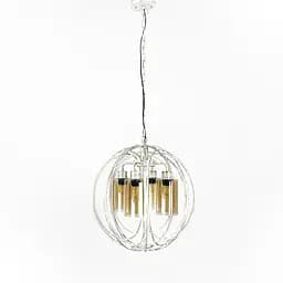 Люстра Лофт у білому з позолотою корпусі форми плетена сфера Line.F 12575/4