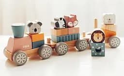 Дерев'яний поїзд Viga Toys PolarB зі Звірятами 44015 Конструктор поїзд - мініатюра 2
