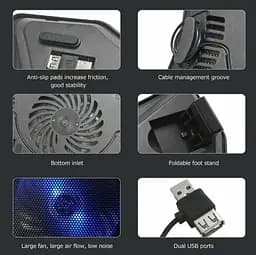 Охолоджувальна підставка для ноутбука Pccooler N-133 Blue Led 1300 RPM 10-15 дюймів  - мініатюра 3