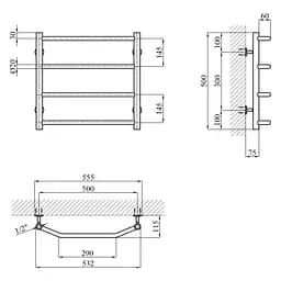 Сушарка для рушників водяна Kroner KRP Diva WT500x500-4 (CV036302) - мініатюра 5