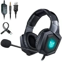 Проводная игровая гарнитура Onikuma Gaming K8, USB, 3.5mm, 2.2m, LED black