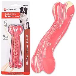 Flamingo Rubber Saveo Curved Bone Beef 13х4 см жевательная игрушка для собак вкус говядины