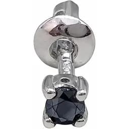 Серебряная моносерьга пуссета с фианитом. 3003.10С Чорный