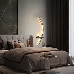 Чорне дугове бра з білим плафоном у правому корпусі 60 см Line F Арт. WJ113/600 R BK (правий)