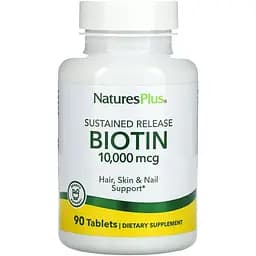 Вітаміни та мінерали Natures Plus Biotin 10000 mcg, 90 таблеток