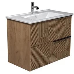 Тумба Мойдодир Cubic 80-A з умивальником Su-80 дуб обпалений